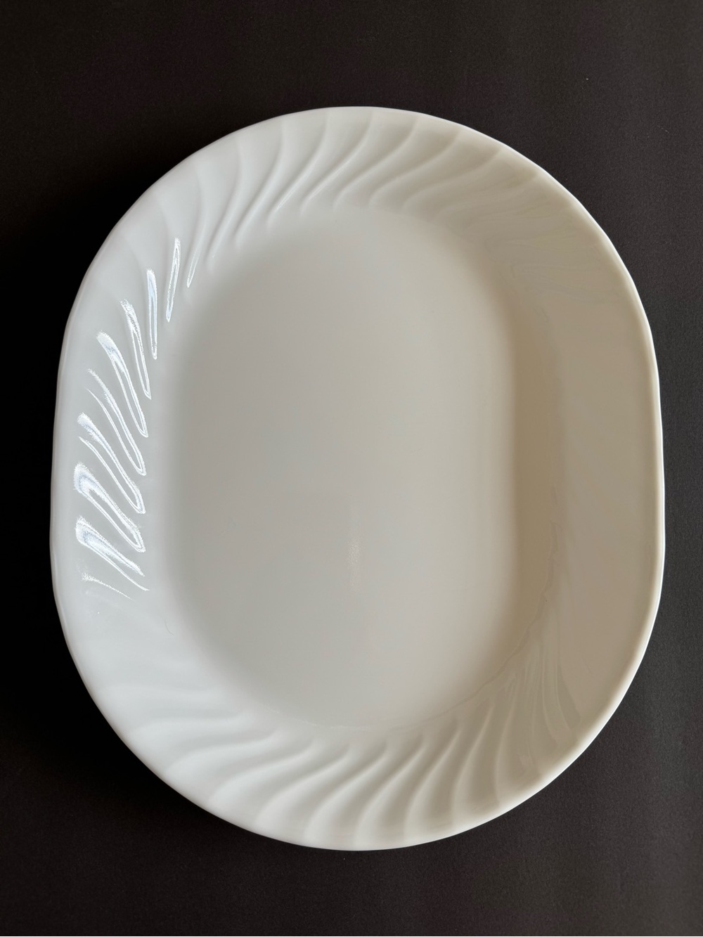 VTG Corelle Corning ENHANCEMENTS White Swirl Oval Serving Platter 12.25" x 10"
